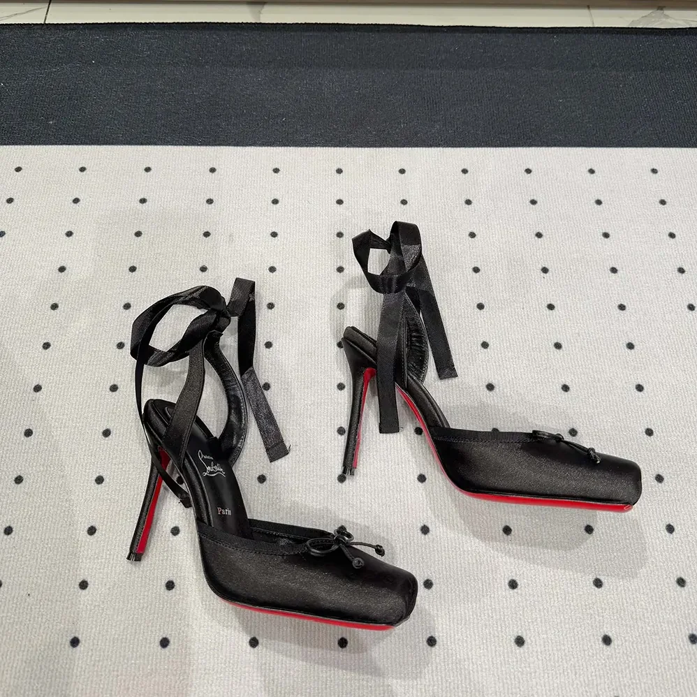 Christian Louboutin Cassia Lace Up 100 mm Strappy Pumps for Women in Black