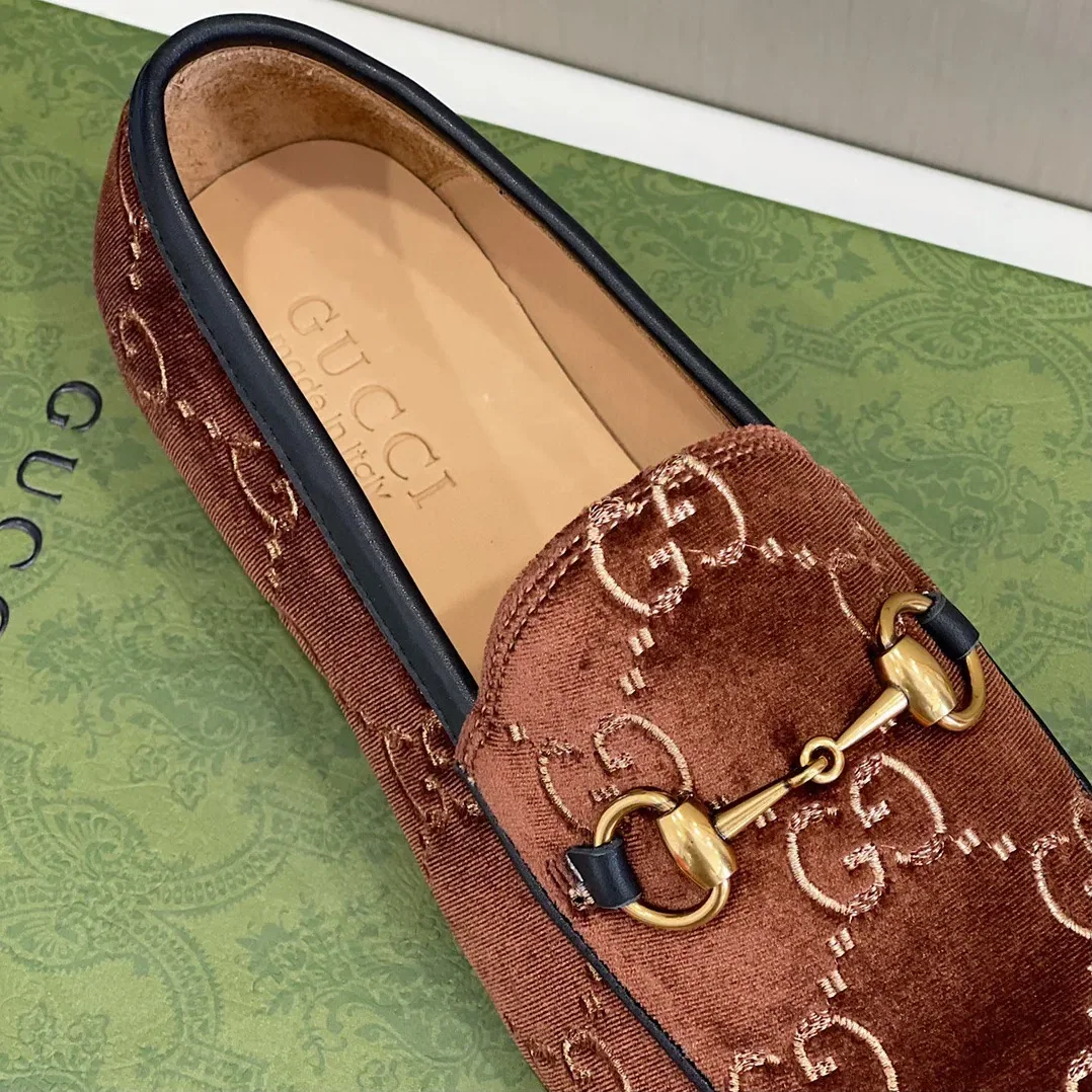 Gucci Jordan GG Velvet Loafer Brown Gucci Jordan GG Velvet Loafer Brown