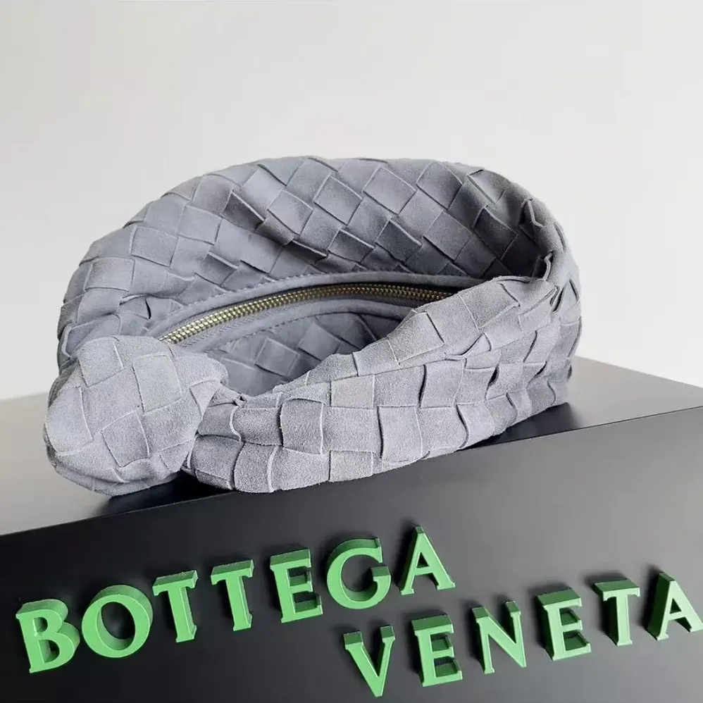Bottega Veneta Mini Jodie in Intrecciato Suede for Women in Silver