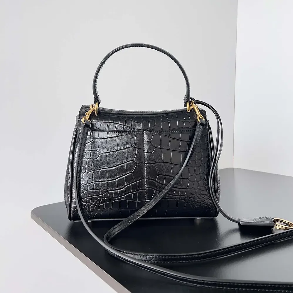 Balenciaga Rodeo Mini Handbag Supple Crocodile Embossed in Black for Women Balenciaga Rodeo Mini Handbag Supple Crocodile Embossed in Black for Women