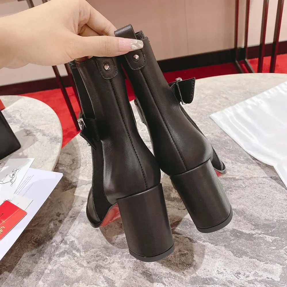 Christian Louboutin CL Chelsea Lug 100 mm Low Boots Calf Leather for Women in Black