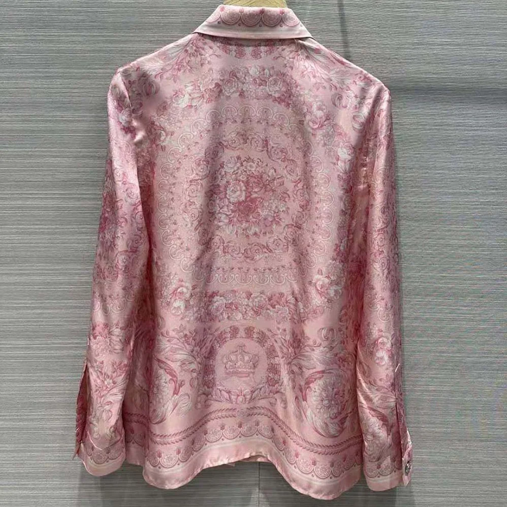 Versace Barocco Silk Shirt for Women in Pink Versace Barocco Silk Shirt for Women in Pink