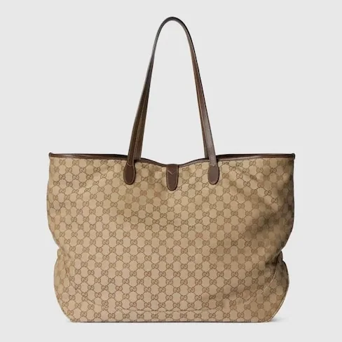 Gucci Jackie Large Tote Bag / Sand/ Dark Brown Gold Hardware
