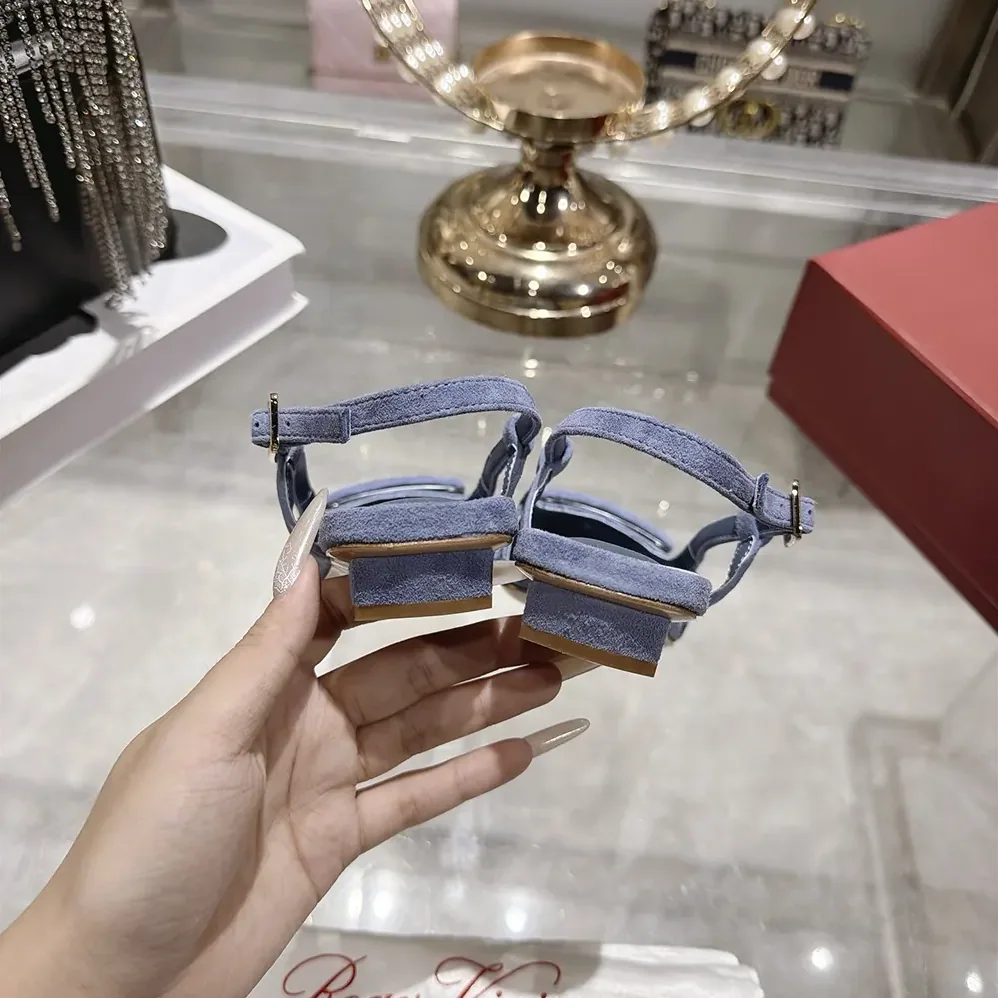Roger Vivier Gommettine Slingback Ballerinas In Jacquard Denim for Women Roger Vivier Gommettine Slingback Ballerinas In Jacquard Denim for Women