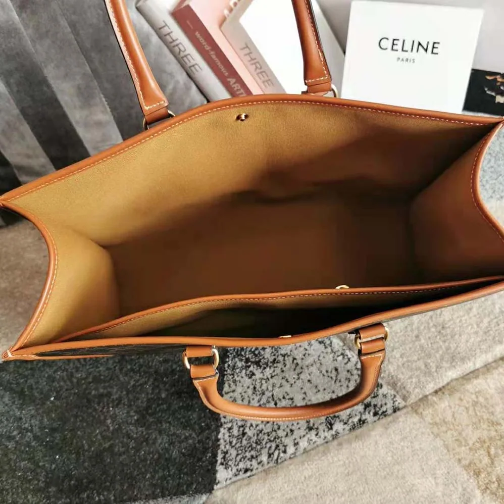 Celine Horizontal Cabas in Triomphe Canvas and Calfskin for Women