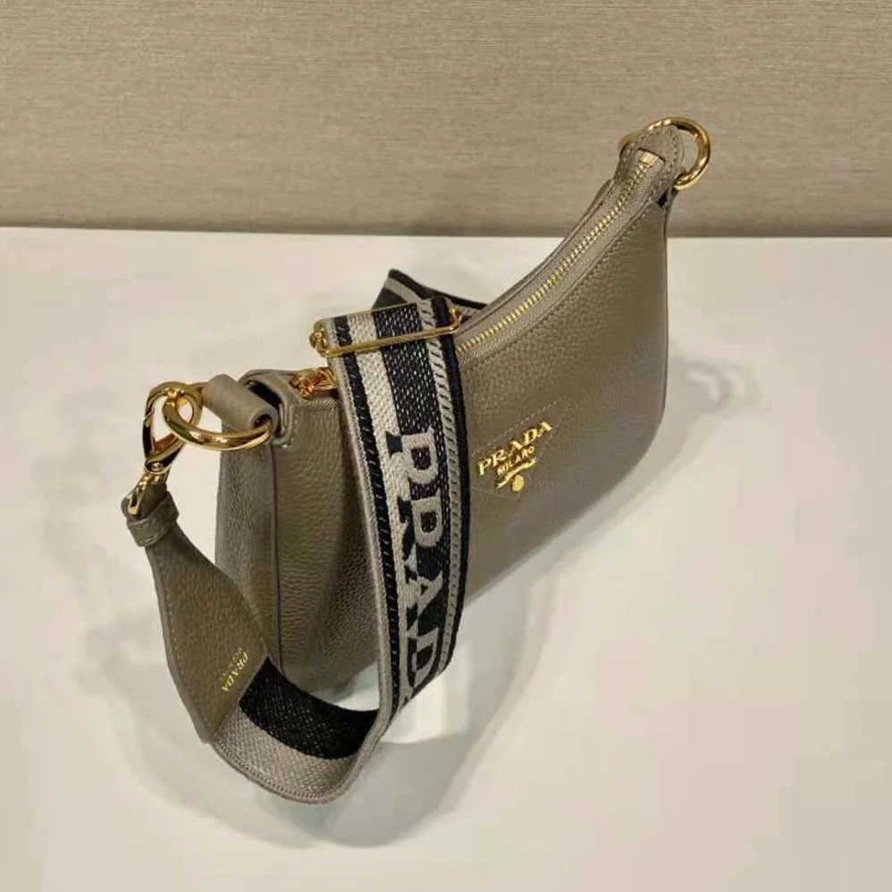 Prada Leather Shoulder Bag for Women in Gray Prada Leather Shoulder Bag for Women in Gray