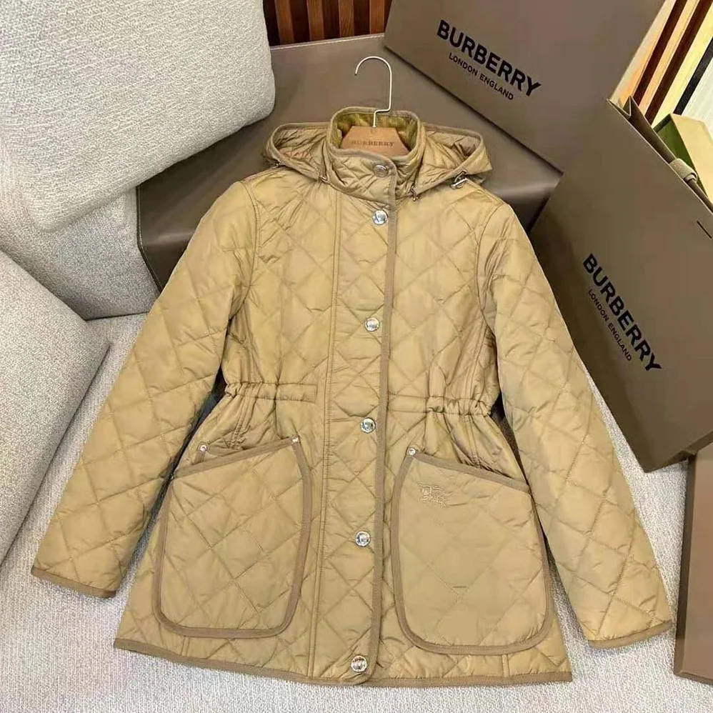 Burberry Diamond Quilted Nylon Jacket for Women in Brown Burberry Diamond Quilted Nylon Jacket for Women in Brown