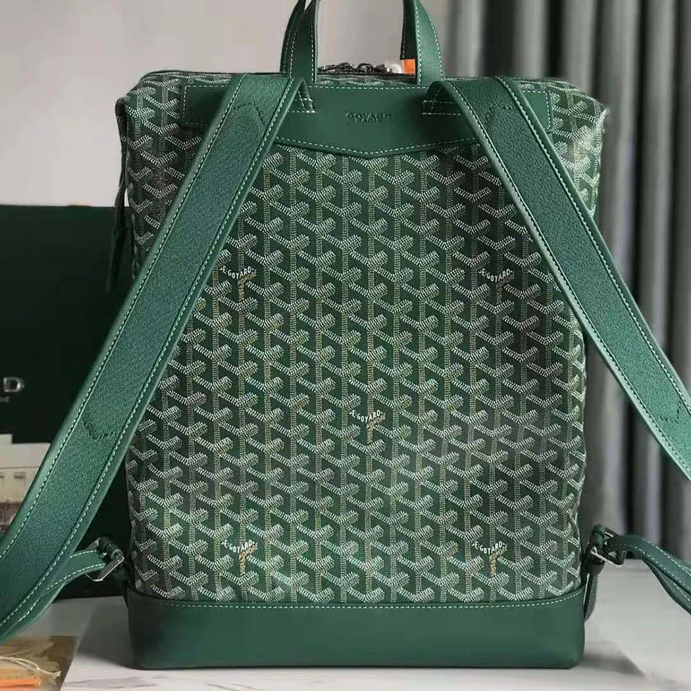 Goyard Sac A Dos Cisalpin in Goyardine Canvas & Chevroches Calfskin for Women in Green Goyard Sac A Dos Cisalpin in Goyardine Canvas & Chevroches Calfskin for Women in Green