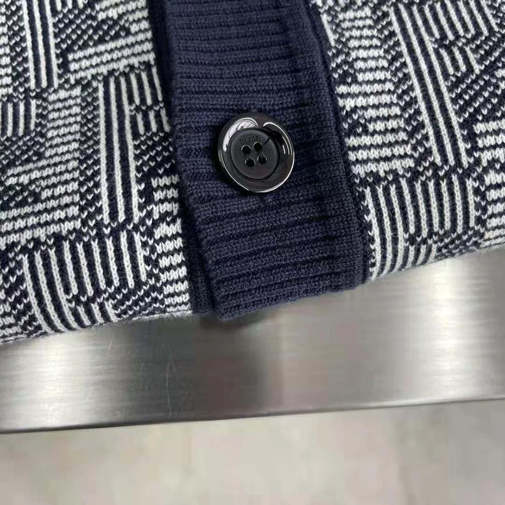 Fendi Blue Wool Cardigan-FZC491APJHF0QB0 for Men