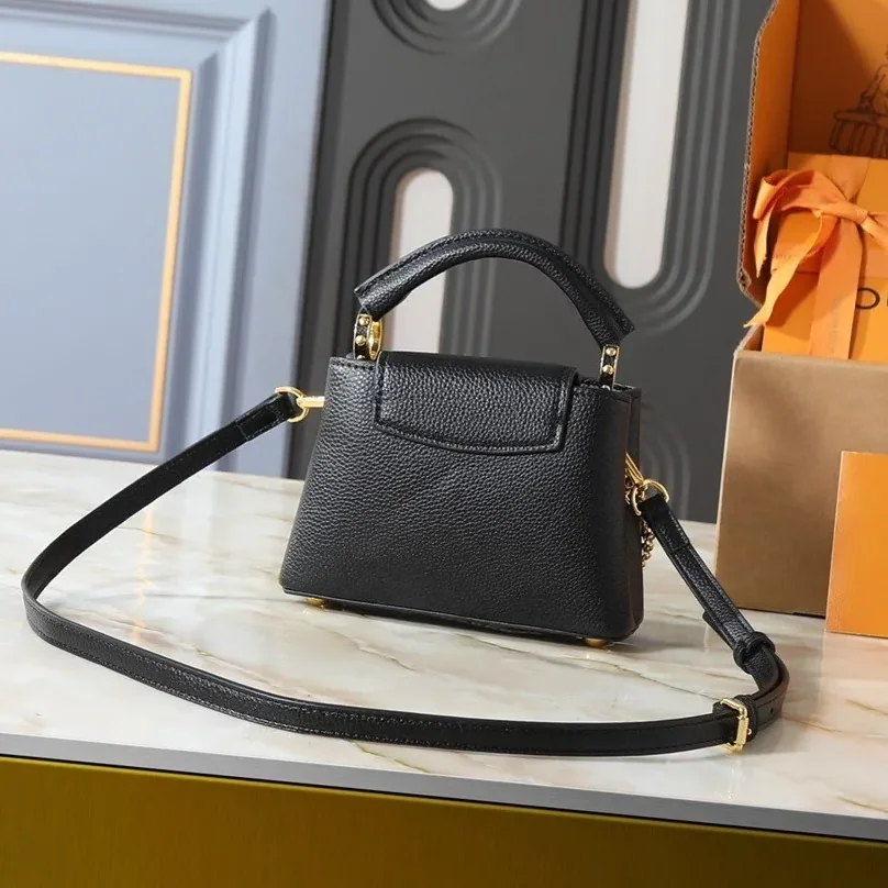 Louis Vuitton Capucines Mini Top Handle Bag in Black Silver Hardware