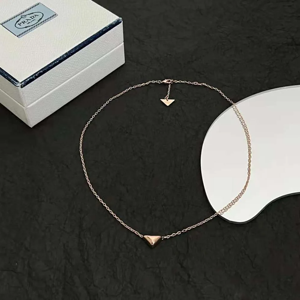 Prada Eternal Gold Necklace in Pink Gold with Nano Triangle Pendant for Women Prada Eternal Gold Necklace in Pink Gold with Nano Triangle Pendant for Women
