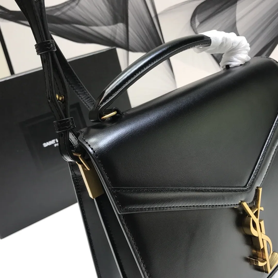 Saint Laurent Cassandra Medium Top Handle Bag In Grain Black in YSL