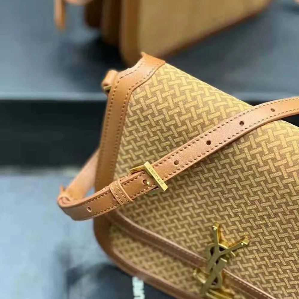 Saint Laurent YSL Solferino Medium Satchel in Leather and a Braided Suede Print for Women Saint Laurent YSL Solferino Medium Satchel in Leather and a Braided Suede Print for Women