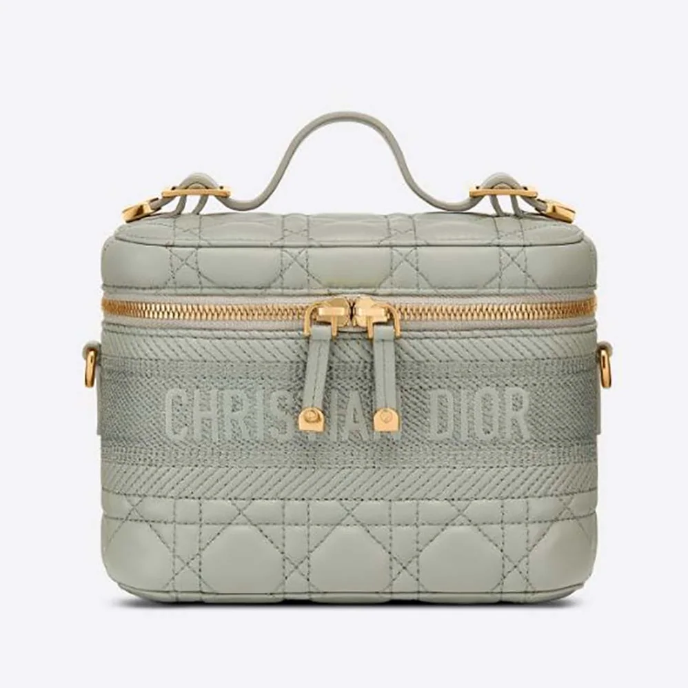 Dior Small Diortravel Vanity Case Cannage Lambskin for Women in Silver Dior Small Diortravel Vanity Case Cannage Lambskin for Women in Silver