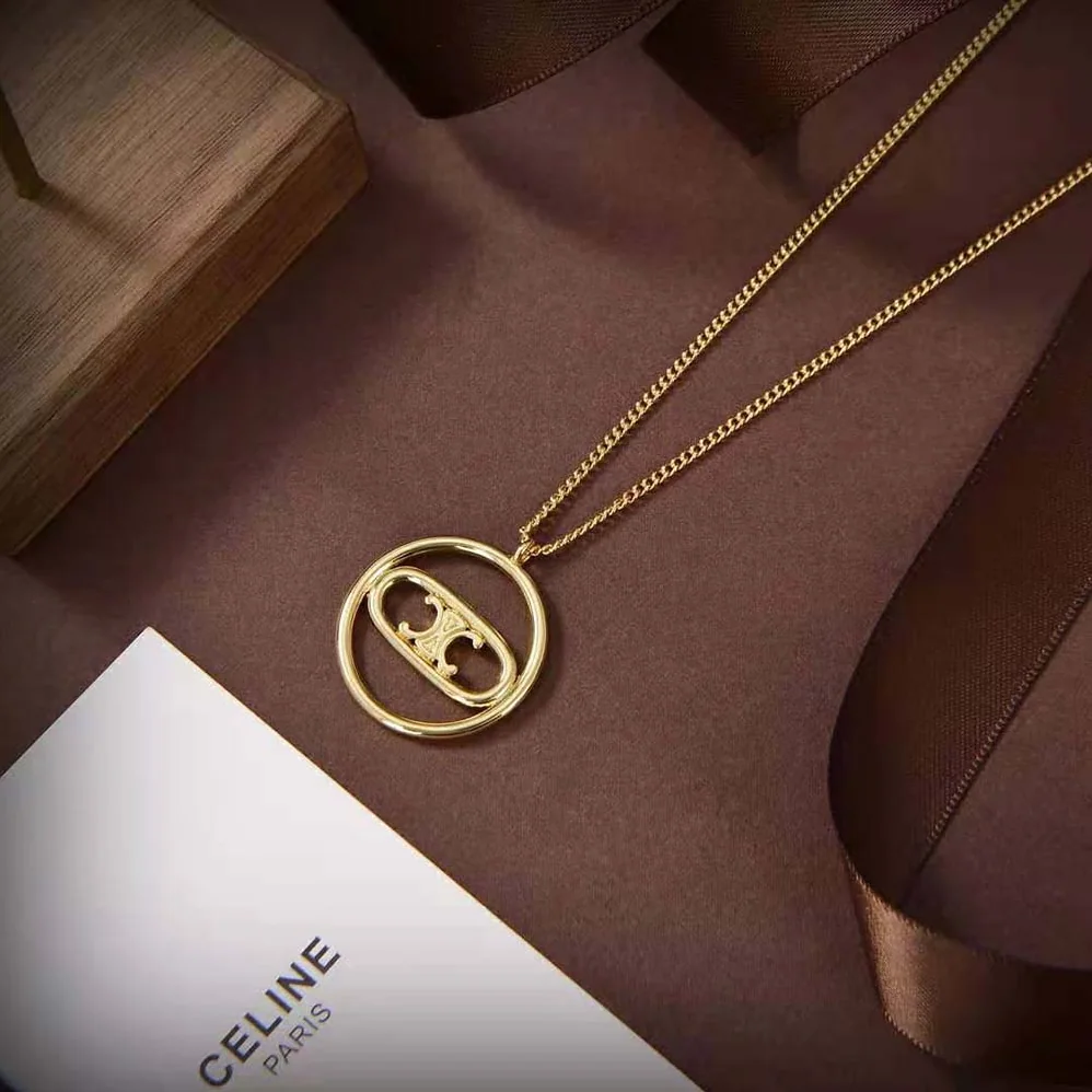 Celine Maillon Triomphe Bold Necklace in Brass with Gold Finish for Women