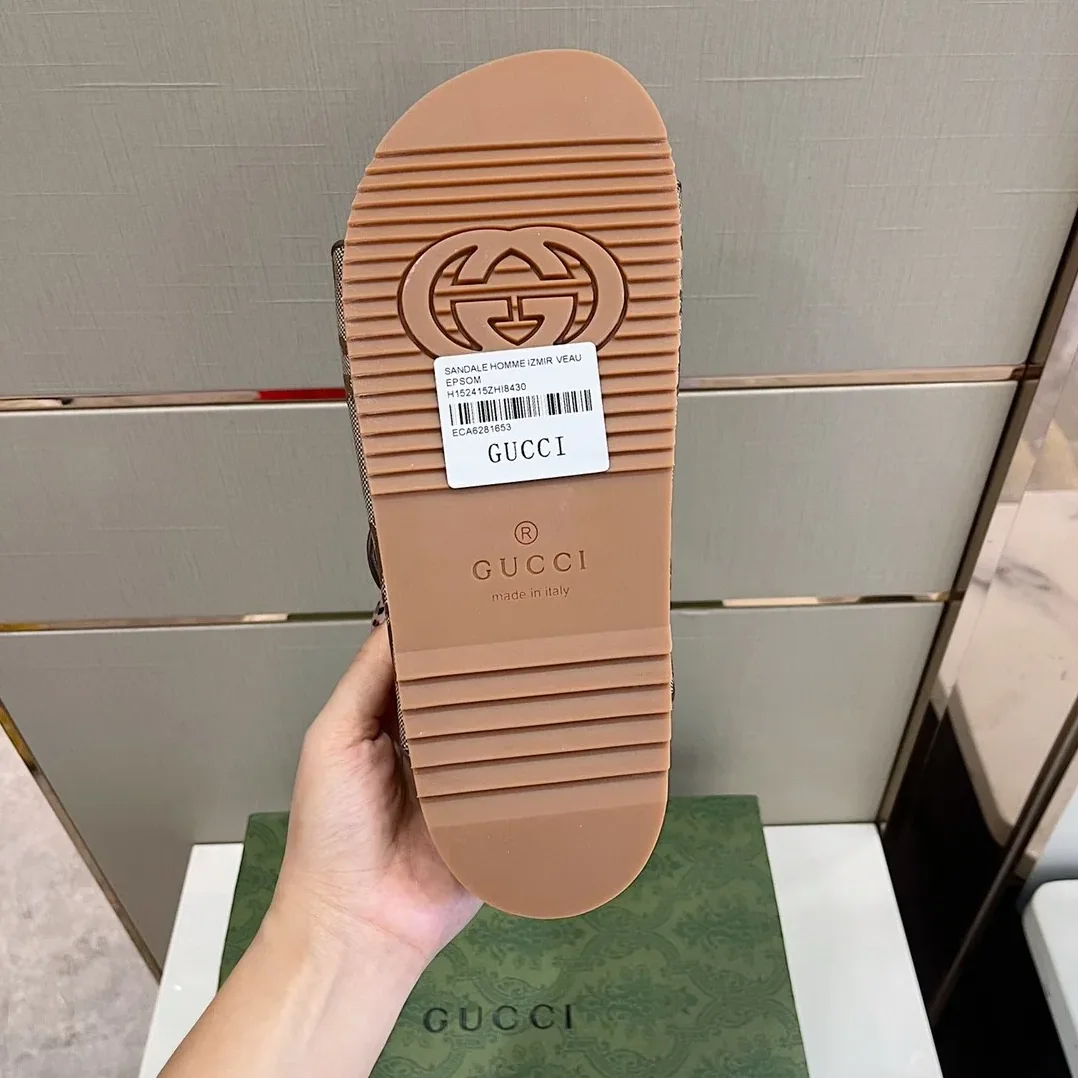 Gucci Maxi GG Slide Sandal With Straps Beige And Ebony 2HK60 Gucci Maxi GG Slide Sandal With Straps Beige And Ebony 2HK60