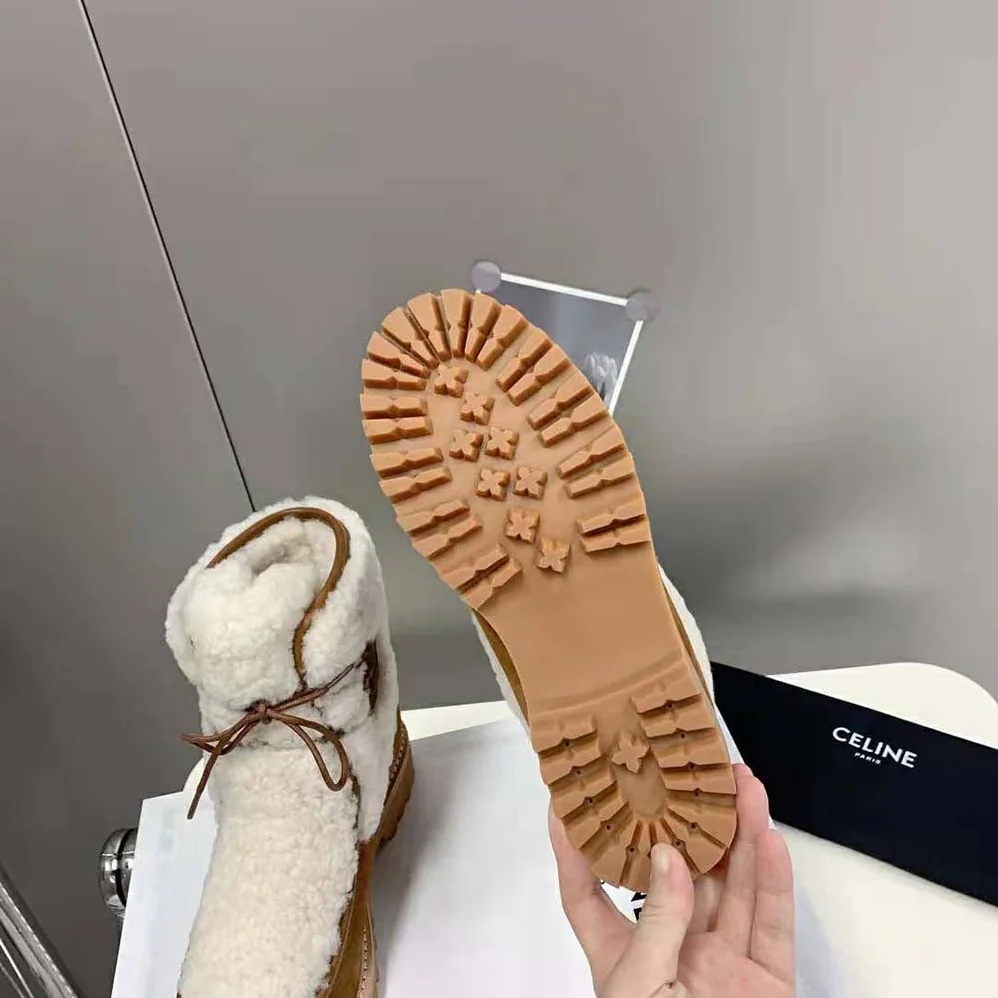Celine Margaret Lace-up Fur Boot in Suede Calfskin and Shearling for Women Celine Margaret Lace-up Fur Boot in Suede Calfskin and Shearling for Women