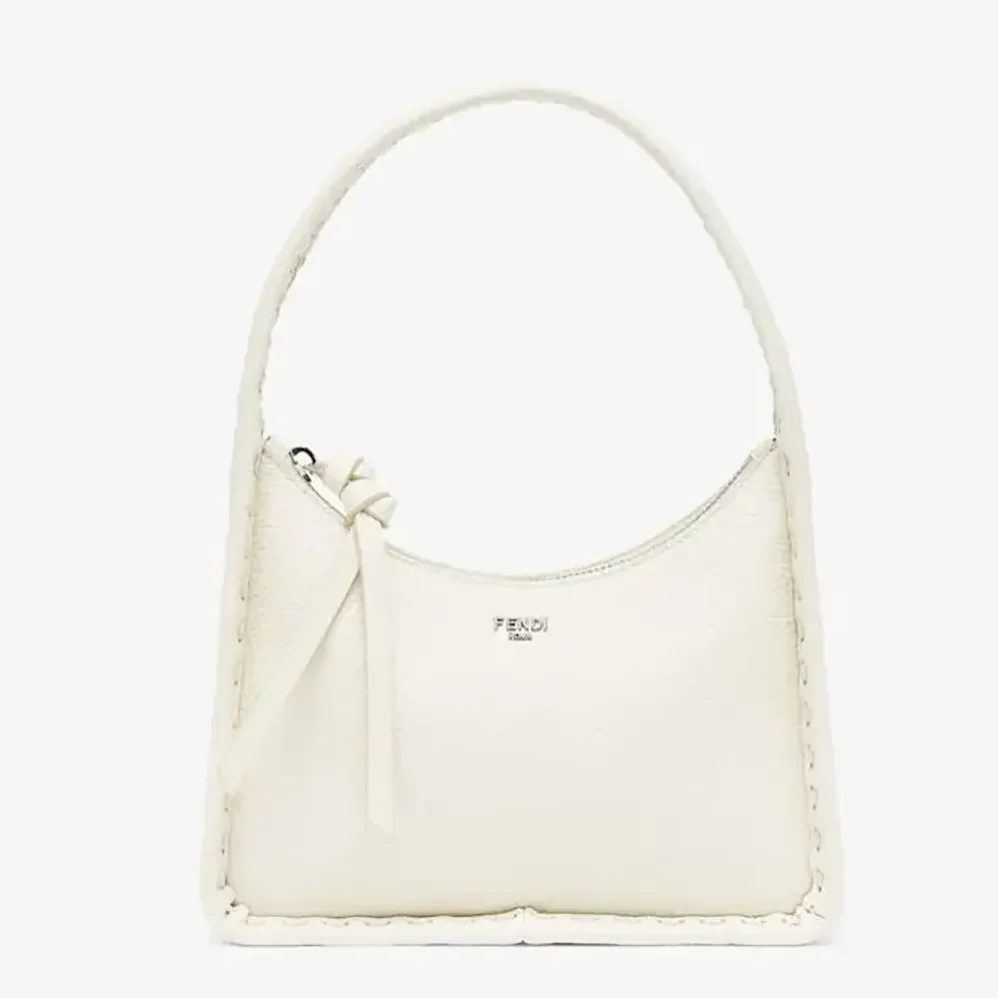 Fendi Mini Fendessence Small Ice White Selleria Bag with 264 Hand for Women in sewn Topstitches
