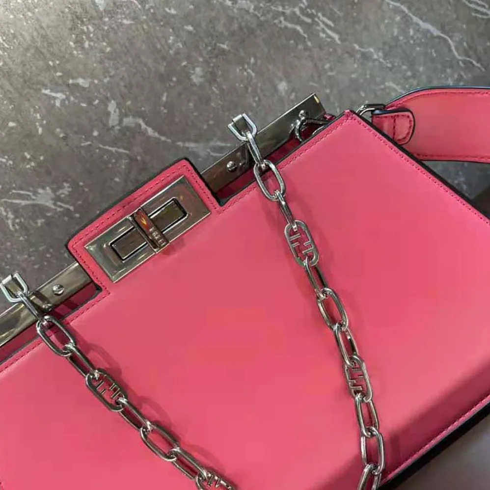 Fendi Peekaboo Cut Medium Pink Leather Bag for Women