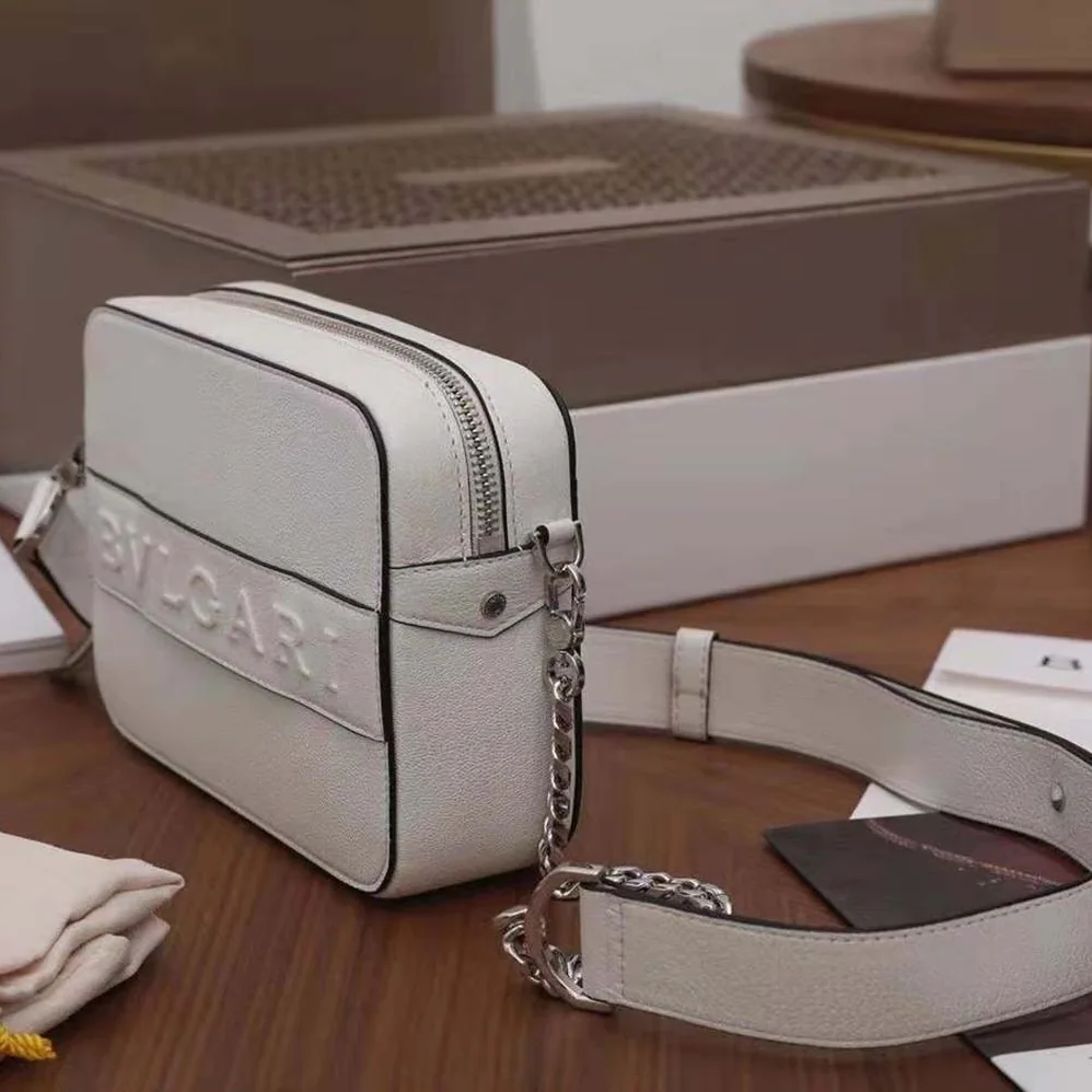 Bvlgari Bvlgari Logo Camera Bag in Calf Leather for Women in White Bvlgari Bvlgari Logo Camera Bag in Calf Leather for Women in White