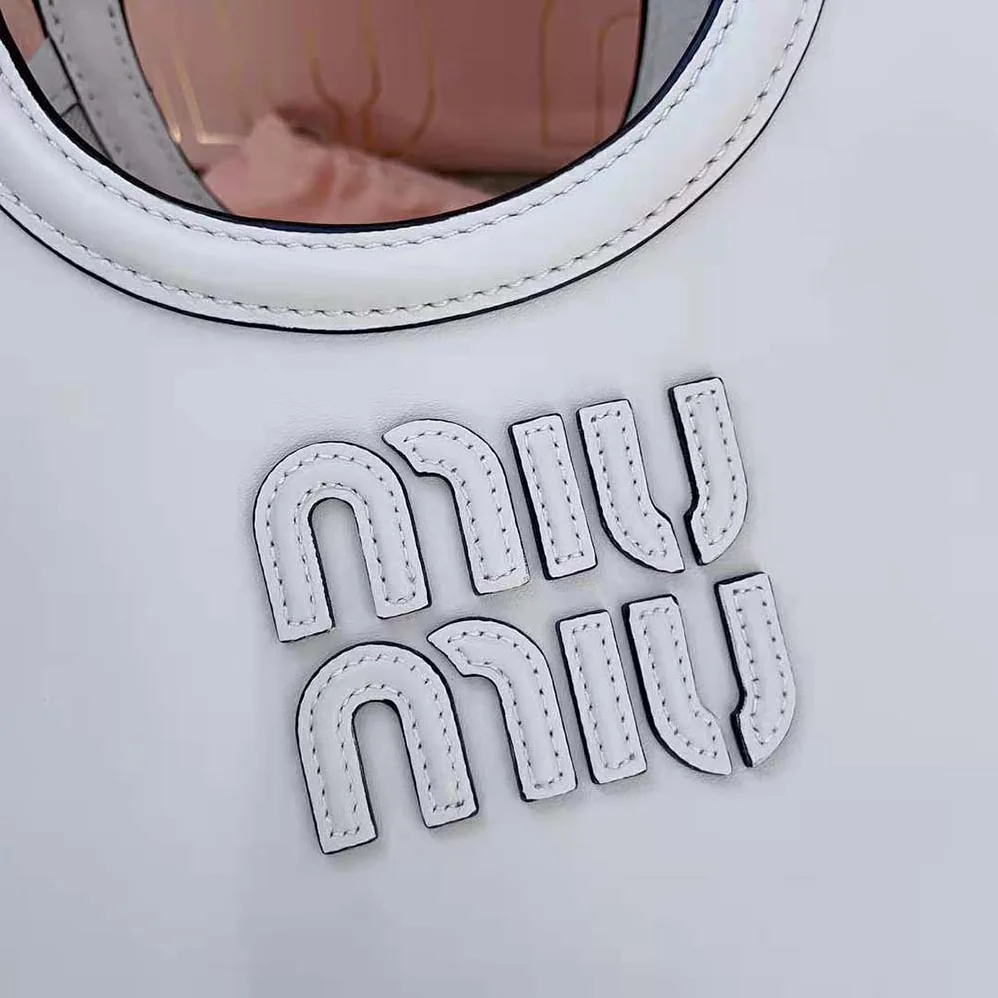 Miu Miu IVY Leather Bag with Leather Lettering Logo for Women in White Miu Miu IVY Leather Bag with Leather Lettering Logo for Women in White