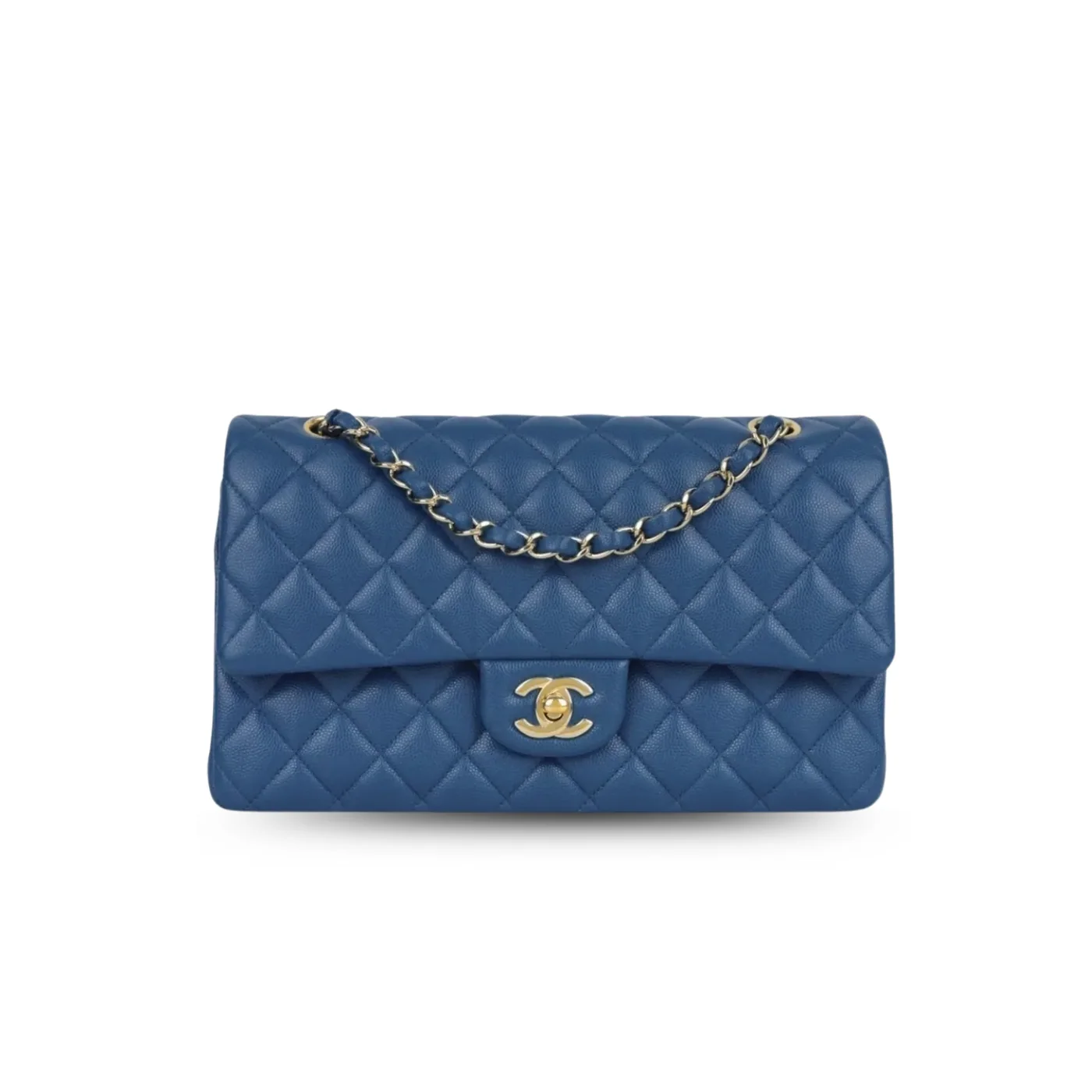 Chanel Classic Flap Bag Medium Crossbody in Blue Gold Hardware Chanel Classic Flap Bag Medium Crossbody in Blue Gold Hardware