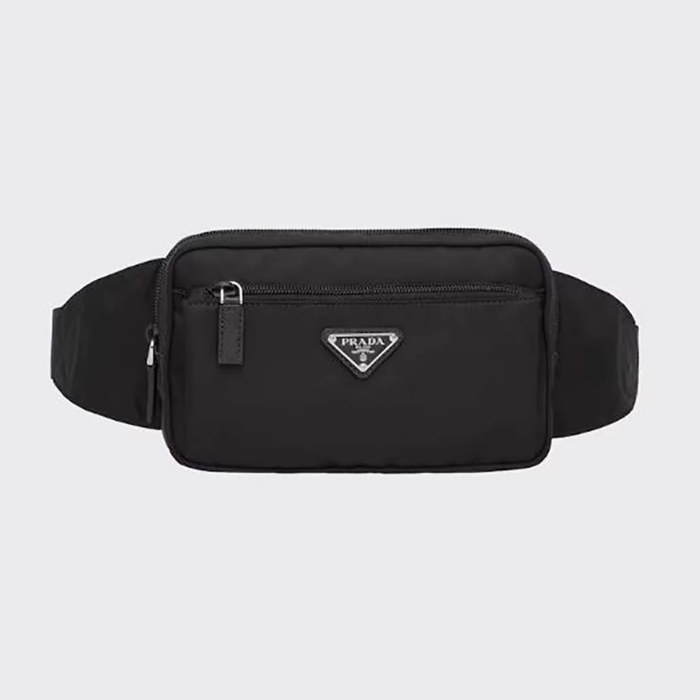 Prada Re-Nylon and Saffiano Leather Belt Bag for Unisex in Black