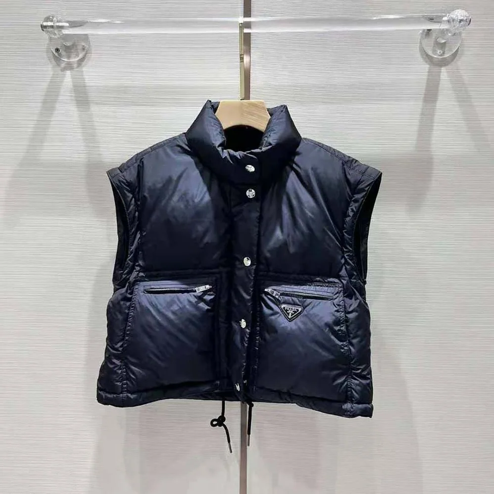 Prada Cropped Re-Nylon Down Jacket for Women in Black Prada Cropped Re-Nylon Down Jacket for Women in Black