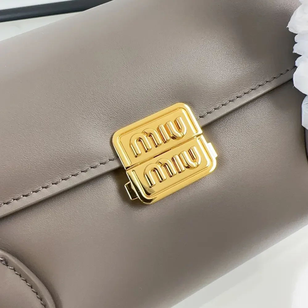 Miu Miu Leather Shoulder Bag for Women in Grey