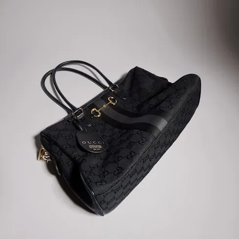 Gucci Borsetto Large Boston Shoulder Bag in Grey/ Black Gold Hardware Gucci Borsetto Large Boston Shoulder Bag in Grey/ Black Gold Hardware