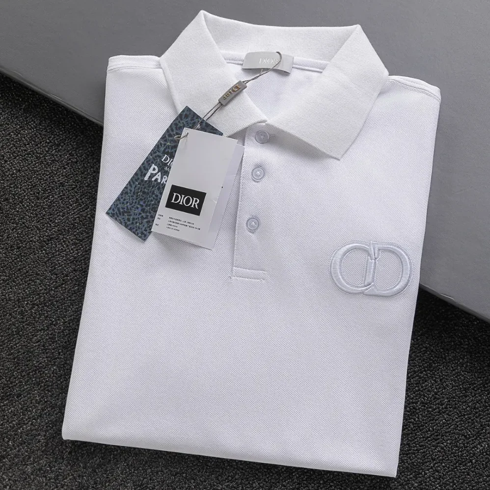 Dior CD Icon Polo Shirt White Cotton Piqué for Men