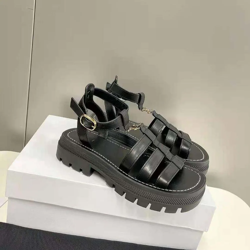 Celine Clea Triomphe Gladiator Chunky Sandal in Vegetal Calfskin for Women in Black Celine Clea Triomphe Gladiator Chunky Sandal in Vegetal Calfskin for Women in Black