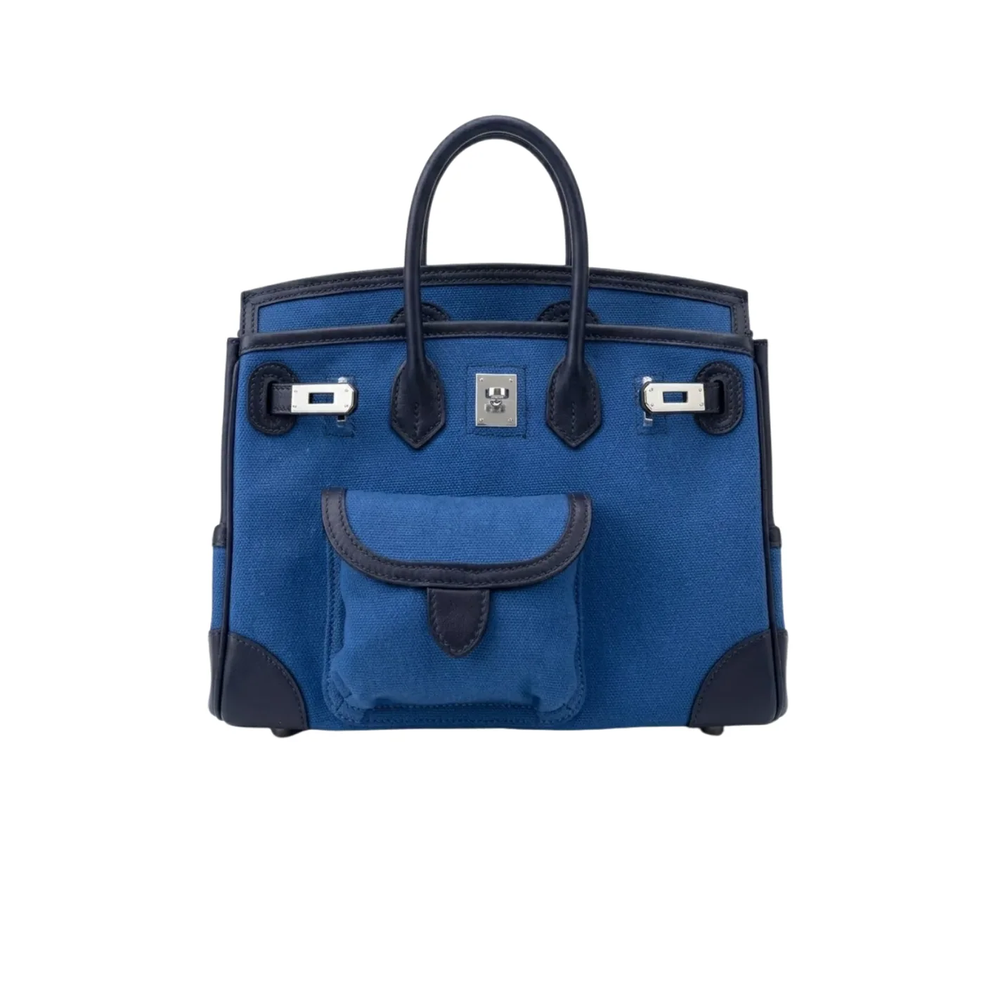 Hermes Birkin Cargo 25 Top Handle Bag in Blue Silver Hardware Bag Hermes Birkin Cargo 25 Top Handle Bag in Blue Silver Hardware Bag