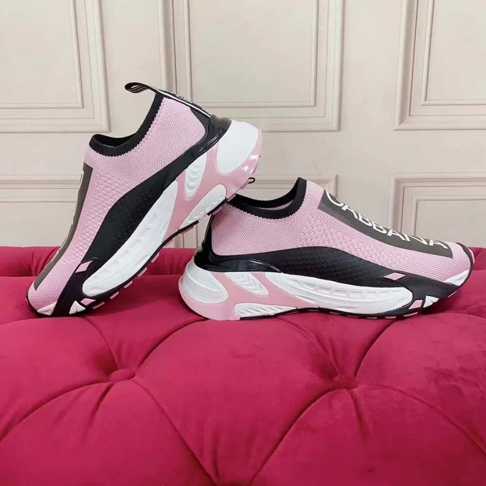 Dolce Gabbana D&G Stretch Mesh Fast Sneakers for Women in Pink