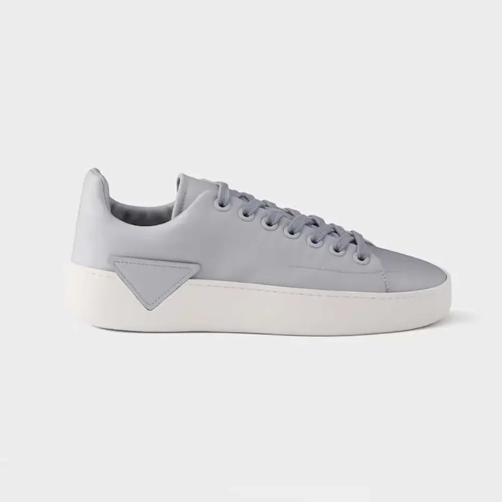 Prada Court Leather Sneakers for Unisex in Pearl Gray Prada Court Leather Sneakers for Unisex in Pearl Gray