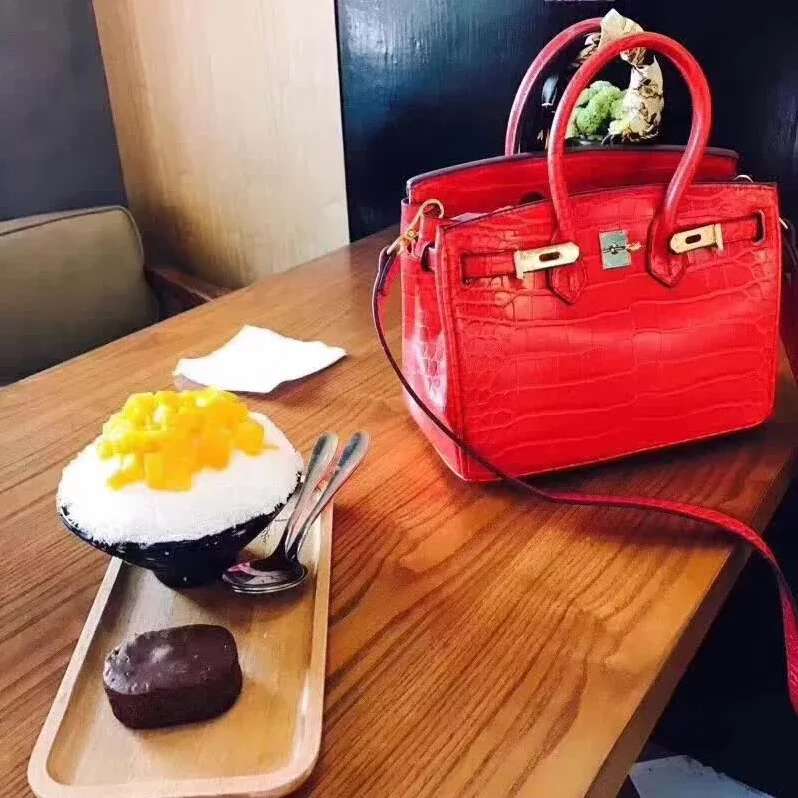 Hermes Birkin 30 Bag in Alligator Leather with Gold Hardware in Red