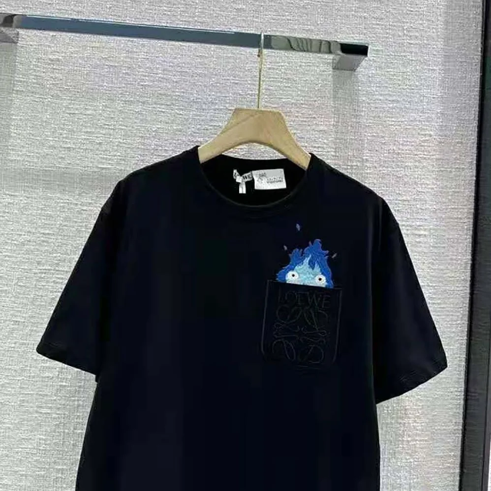 Loewe Calcifer Pocket T-Shirt in Cotton for Women in Black