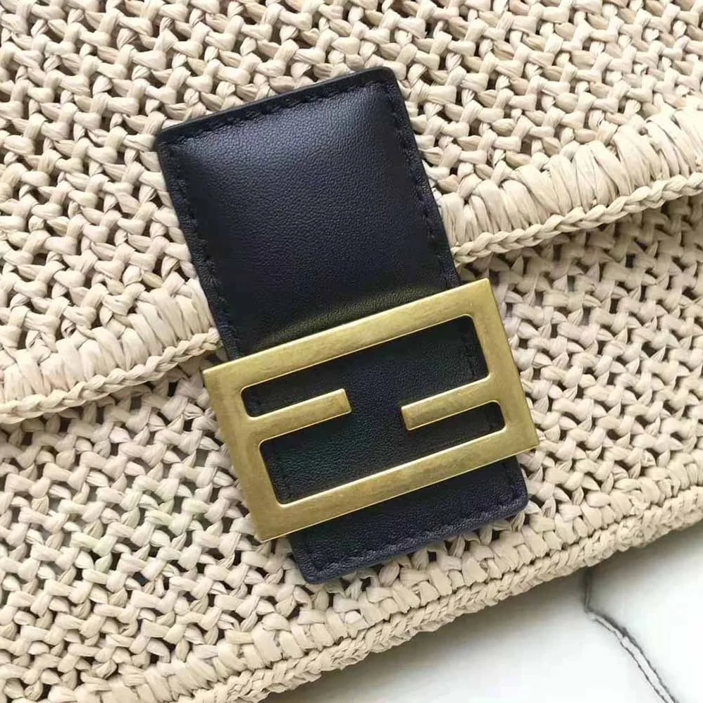 Fendi Baguette Large Natural Straw Bag for Women Fendi Baguette Large Natural Straw Bag for Women