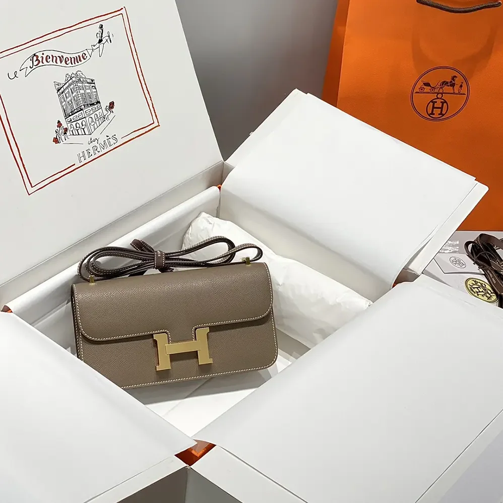 Hermes Constance Elan Epsom Gold for Women in Gray