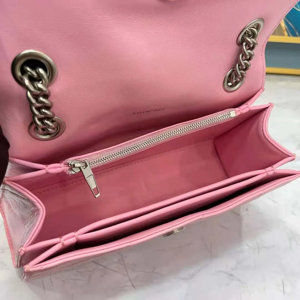 Balenciaga Crush Small Chain Bag Quilted in Optic Pink for Women
