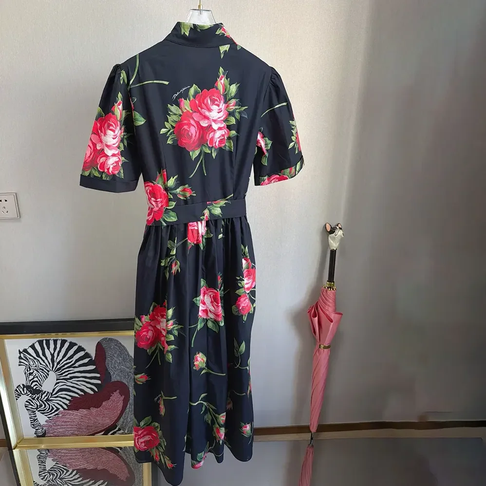 Dolce Gabbana D&G Rose Bouquet for Women in Print Poplin Shirt Dress