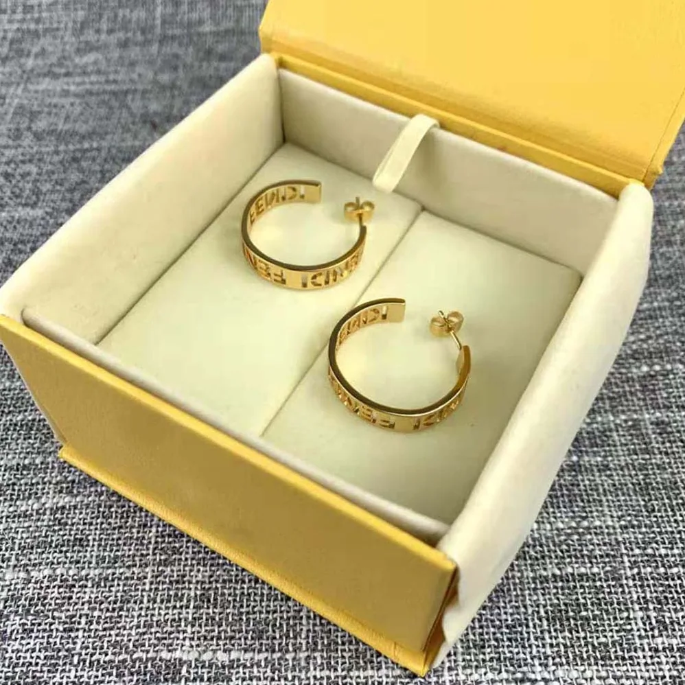 Fendi Small Signature Earrings Gold for Women in colored