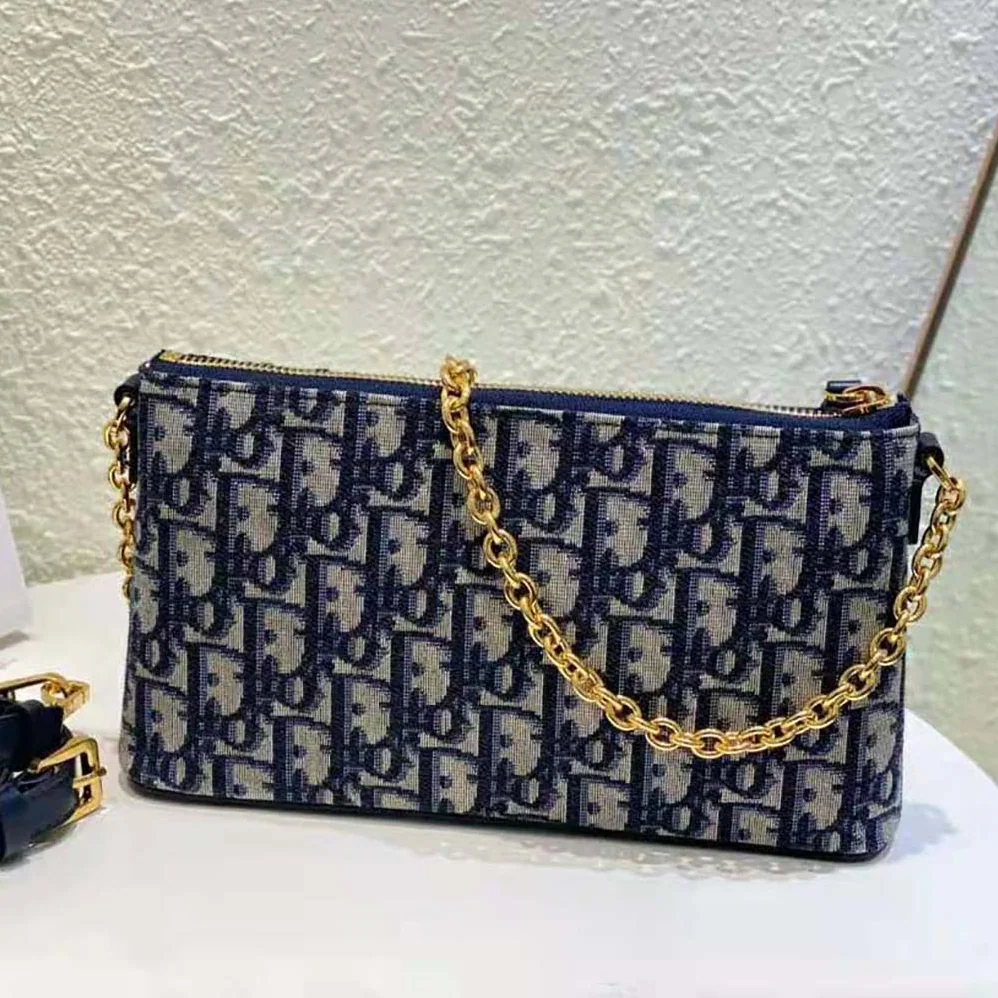 Dior 30 Montaigne Dior Midi Mini Bag Blue Dior Oblique Jacquard for Women