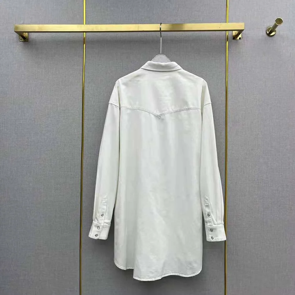 Celine Cowboy Painter Shirt in White Denim for Women Celine Cowboy Painter Shirt in White Denim for Women