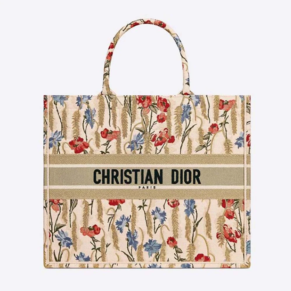 Dior Dior Book Tote Beige Dior Hibiscus Embroidery for Women Dior Dior Book Tote Beige Dior Hibiscus Embroidery for Women