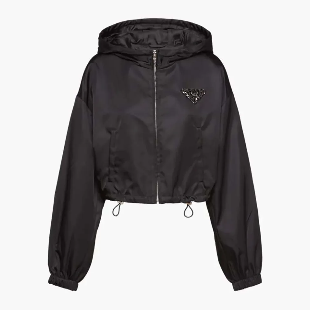 Prada Re-Nylon Hooded Jacket for Women in Black