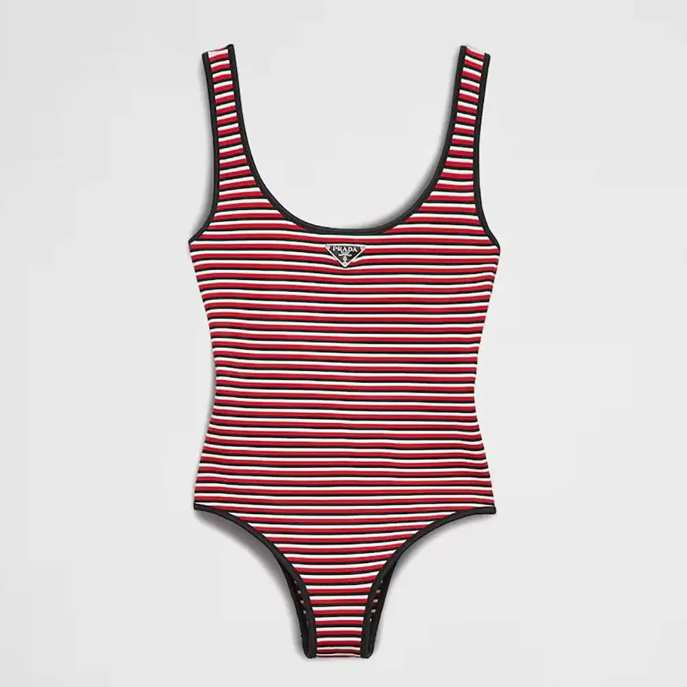 Prada Striped Interlock Jersey One for Women in piece Swimsuit