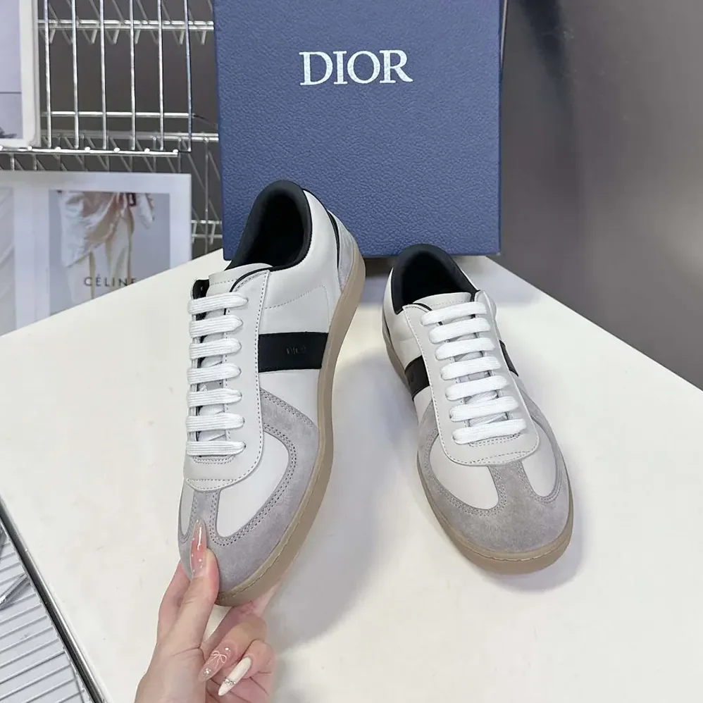 Dior B01 Matchpoint Sneaker Black and White Smooth Calfskin with Gray Suede for Men Dior B01 Matchpoint Sneaker Black and White Smooth Calfskin with Gray Suede for Men