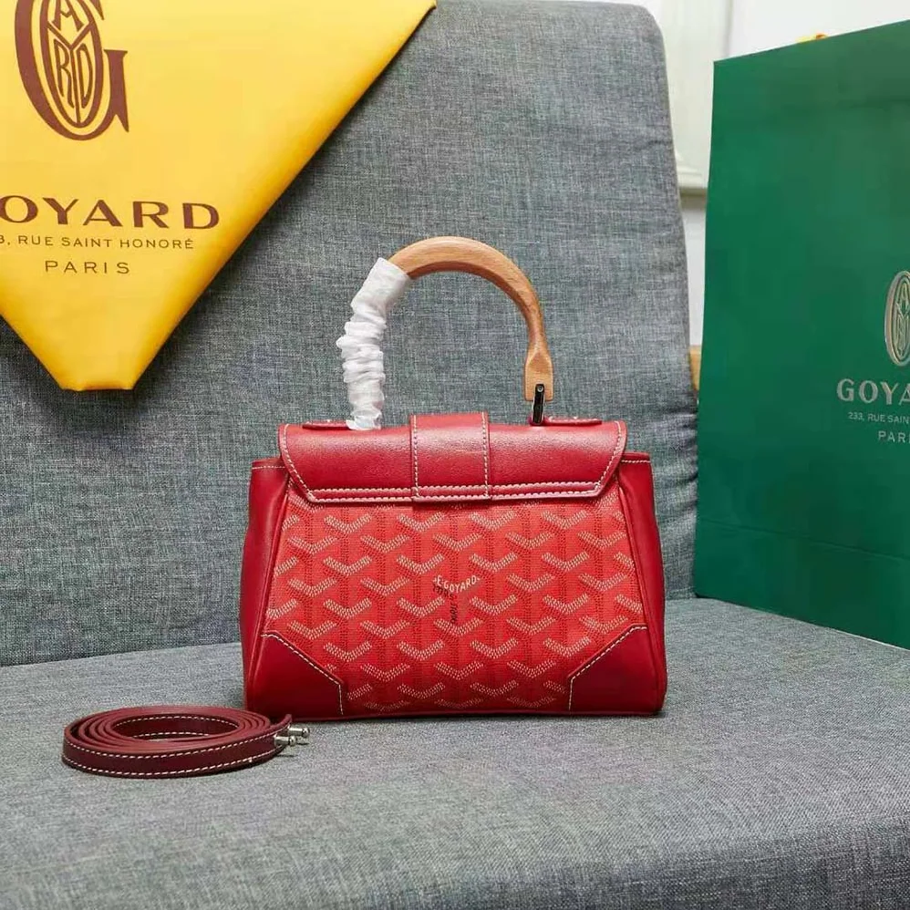 Goyard Sac Saïgon Souple Mini in Toile Goyardine & Chevroches Calfskin for Women in Red