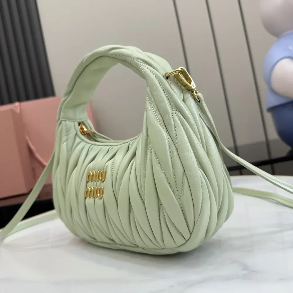 Miu Miu Wander Matelassé Nappa Leather Hobo Bag for Women in Aqua